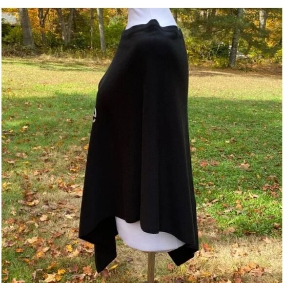 Poncho with Silver Sequins Believe Cotton Blend Black One Size - Picture 4 of 9